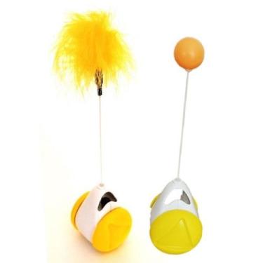 Imagem de Brinquedo para gatos João bobo 2 em 1 c/ bolinha e pena - Bom Amigo, A