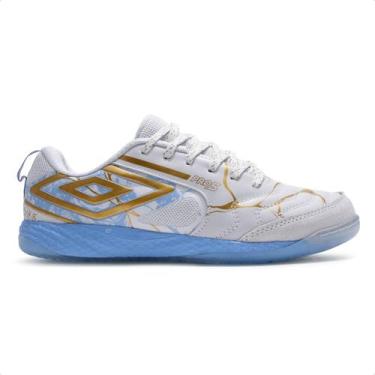 Imagem de Chuteira Futsal Umbro Pro 5 Bump Kintsugi, 43, Branco, Azul