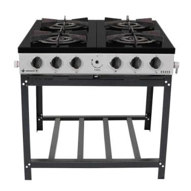 Imagem de Fogão a Gás Bravo 4 Bocas Sem Forno e Sem Espera p/ Forno BR4B Cinza -