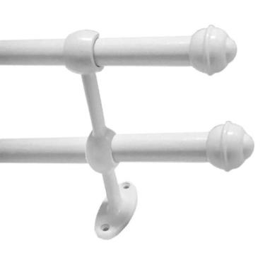 Imagem de Varão de Cortina Duplo Branco 28-19MM X 2M com Suportes Ponteiras Kala