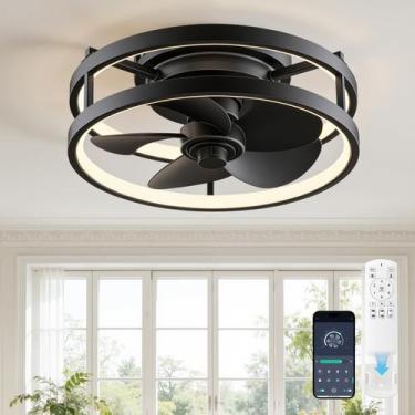 Imagem de Ventilador de Teto Mini Wijzdotn 33 cm LED Dimerizável Instalação Fáci