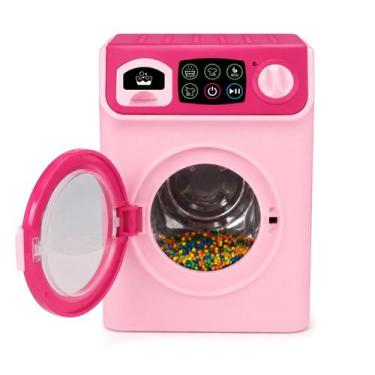 Imagem de Mini Máquina De Lavar Infantil Eletrodoméstico Rosa Com Som Luz E Tamb
