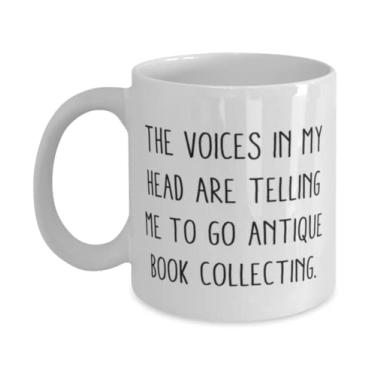 Imagem de Caneca The Voices in My Head are Telling Me to Go. Coleção de livros antigos 325 g 443 ml, presentes para colecionar livros antigos chiques, copo para amigos