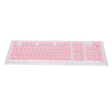 Imagem de Teclado com 110 teclas, aplicações de ampla gama Teclas do teclado Resistente ao desgaste durável para a maioria dos teclados mecânicos(Branco rosa)