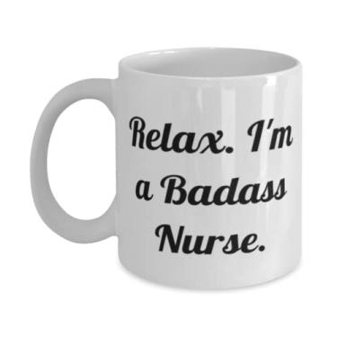Imagem de Joke Nurse Gifts, Relax. I'm a Badass Nurse, Nurse 325 g Caneca de 443 ml da Boss