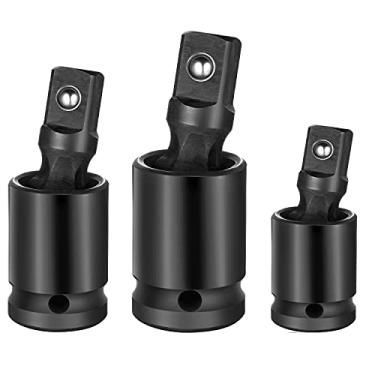 Imagem de Conjunto de 3 Adaptadores de Soquete U-joint Giratórios de Impacto de 1/4", 3/8" e 1/2" para Ferramenta de Reparo Automotivo e Chave Inglesa
