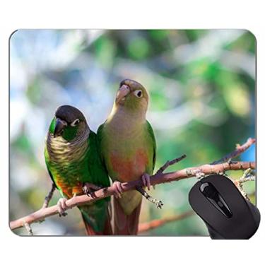 Imagem de YENDOSTEEN Cada tapete de rato personalizado, mouse pad cor pássaro sentado com ramos de papagaio com bordas costuradas