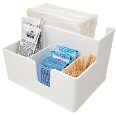 Imagem de Porta Sachês Guardanapos Açúcar Organizador Multiuso Bancada Branco