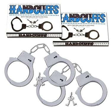 Imagem de Kit Casal 2un Algemas de Metal Para Realizar Fantasias e Fetiches Sensuais policial Sexy Sexshop