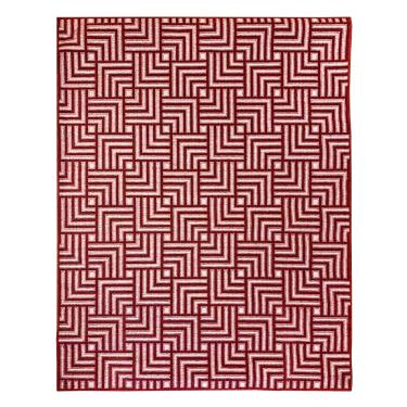 Imagem de Tapete Sala Moderno Geometrico Tabuleiro 150X200 Cm Vermelho
