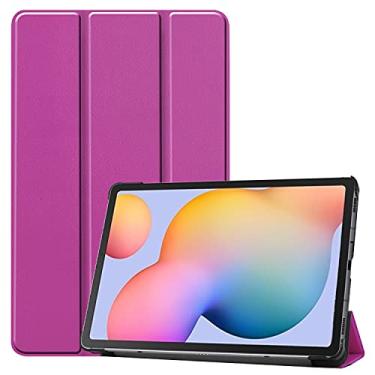 Imagem de Tablet protetor PC Capa Para Samsung Galaxy Tab S6 Lite 10.4" (SM-P610 / 615) Estar comprimido de caixa de comprimido PC Difícil Coverwith Trifold & Auto Wakesleep (Color : Purple)