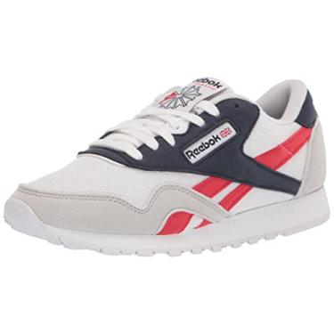 Imagem de Reebok Tênis masculino clássico de nylon, Branco/vetor azul marinho/vermelho primário, 36