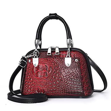 Imagem de Bolsa tiracolo feminina pequena com alça superior bolsa de couro crocodilo bolsa de ombro moderna bolsas de ombro, Vermelho