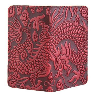 Imagem de Oberon Design Capa para talão de cheques Cloud Dragon em relevo, 9 x 16,5 cm, vermelha, feita nos EUA, Vermelho, tamanho �nico
