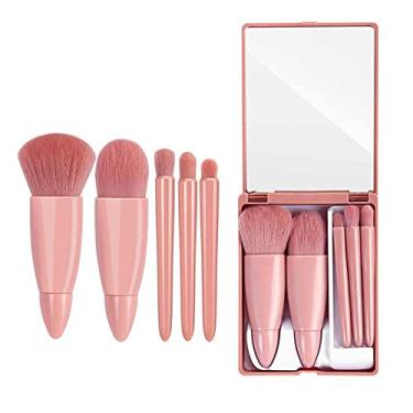 Imagem de Conjunto de pincéis de maquiagem para viagem, kit de pincéis de maquiagem COSHINE com 5 peças de mini funções completas (5 peças com espelho)