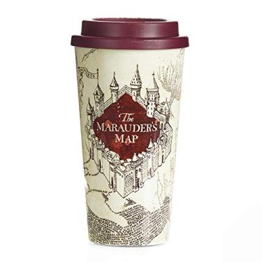 Imagem de Paladone Caneca de viagem do mapa do Marauder - Mercadoria oficialmente licenciada de Harry Potter | Exclusivo da Amazon