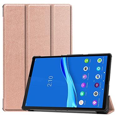 Imagem de LVSHANG Capa para tablet Lenovo Tab M10 FHD Plus (2ª geração) TB-X606F Capa leve com suporte de três dobras e capa traseira rígida de policarbonato com três dobras e despertar automático, dormir (cor: ouro rosa)