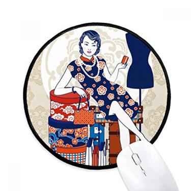 Imagem de DIYthinker Tapete de mouse de beleza branca da cultura chinesa para mesa de escritório tapete redondo para computador