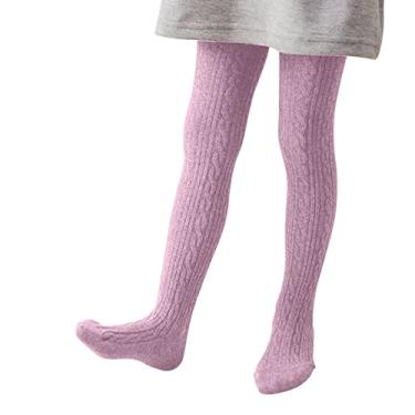 Imagem de Meia-calça infantil para bebês meninas leggings quentes de malha sem costura meias elásticas leggings para meninas calças de cordão (rosa, 7-8 anos)
