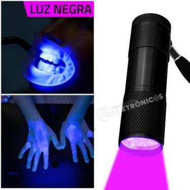 Imagem de Lanterna Ultra Violeta Luz Negra 9 Led Uv Para Detecção Notas Falsas,