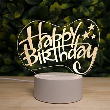 Imagem de PopLumos - Luminária led 3d, abajur de mesa, Happy Birthday, feliz aniversário