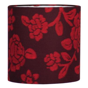 Imagem de Cúpula Cilindrica  De Abajur Tecido Floral Vermelho 15X16cm - Marryluz
