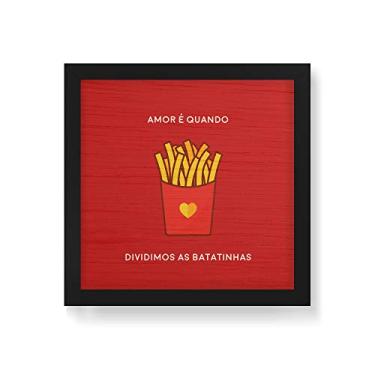 Imagem de Arte Maníacos Quadro Decorativo em Madeira Batatinha Amor - 30x30cm (Moldura caixa em laca preta)