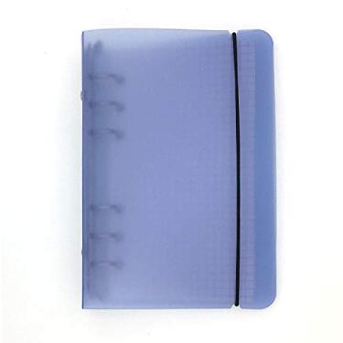 Imagem de A6 / A5 6 furos capa PP colorida redonda anel vista Pasta de arquivo para protetores de folha solta/protetor de capa de fichário (Blue, A5 mini set)