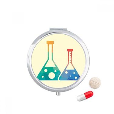 Imagem de Dois frascos cônicos com estampa de química caixa de armazenamento de remédios