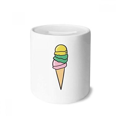 Imagem de DIYthinker Porta-moedas de cerâmica verde e rosa com sorvete de sorvete, presente de cofrinho