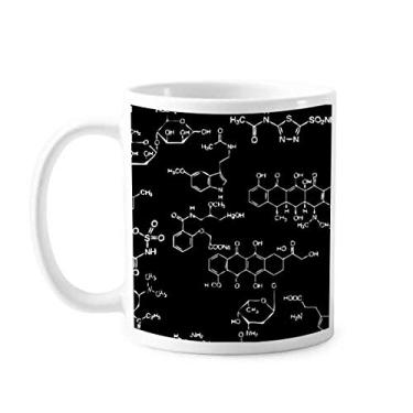 Imagem de Caneca preta de ilustração de estrutura molecular química xícara de cerâmica café porcelana louça