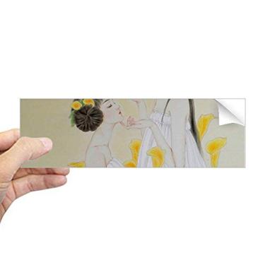 Imagem de DIYthinker Adesivo retangular de beleza com flor em aquarela chinesa para notebook, janela