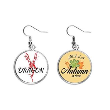 Imagem de Brinco de orelha de nuvem oriental dragão mito animal, pingente de folha de outono