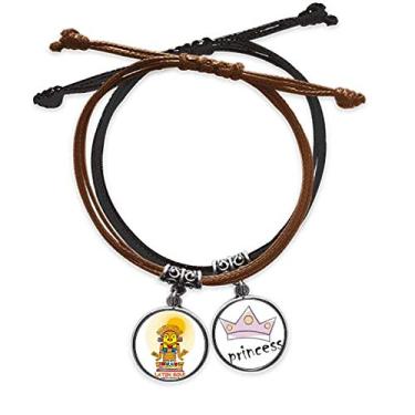 Imagem de DIYthinker Bracelete com estampa de estátua latina do antigo Egito com corrente de mão e pulseira de princesa de couro