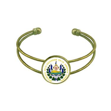 Imagem de San Salvador El Salvador Bracelete com Emblema Nacional Retrô Joia de Punho Aberto