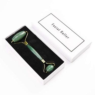 Imagem de Gua Sha – Ferramenta de rolo facial, quartzo rosa, massagem facial, jade natural, placa de pedras preciosas, rosto, pescoço, cuidados com a pele, raspagem, tratamento antienvelhecimento, terapia de spa, ferramenta de beleza natural com caixa de presente (verde)