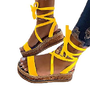 Imagem de Sandálias NICETOW para mulheres em cunha, sandálias de conforto de verão da moda em pele de cobra Casual deslizamento diário em sapatos de praia com plataforma amarelo, preto, estampa de cob