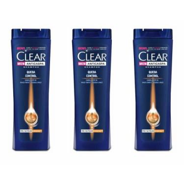 Imagem de Kit C/03 Clear Men Anticaspa Queda Control Shampoo 400ml