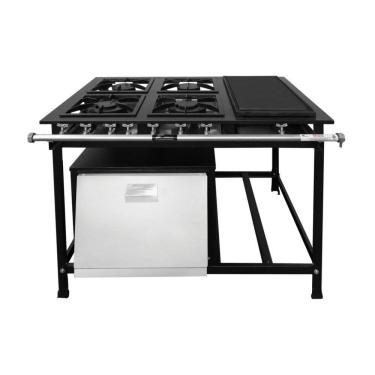 Imagem de Fogão Industrial 4 Bocas com Forno e Chapa - Fundiferro