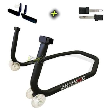 Imagem de Cavalete Traseiro Coyote Modelo TOP para Motos Sem e Com Suporte/Slider de Balança - Preto (2 Pares de Suportes + 1 Cavalete)