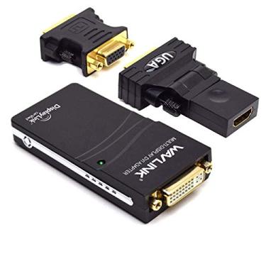Imagem de Adaptador de vídeo universal USB 2.0 para HDMI com porta de áudio, suporta até 6 monitores, USB to VGA/DVI/HDMI