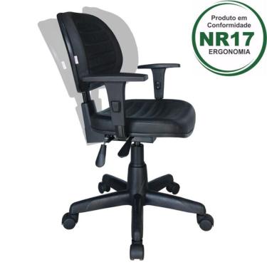 Imagem de Cadeira Executiva Back System COSTURADA com Braços Reguláveis - Cor Preta