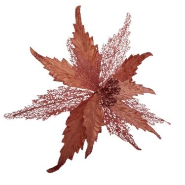 Imagem de Flor Artificial Natal Poinsétia Rose Gold 50cm 50cm
