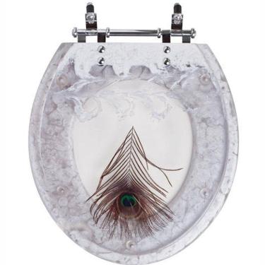 Imagem de Assento Sanitario Poliester Decorado Pena de Pavao Ravena para vaso Deca