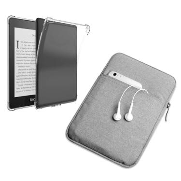 Imagem de enoxboo Capa para Kindle Paperwhite 10ª Geração 2018 Lançada - Modelo: PQ94WIF, 1 Capa Traseira Ultra Macia e Flexível de TPU Transparente e 1 Bolsa de Manga, 6 Polegadas