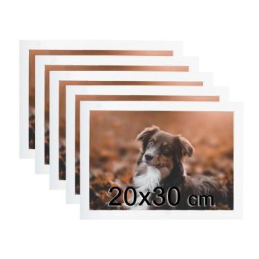 Imagem de Kit 5 Porta Retratos C/Vidro 20X30 Moldura Branca Para Fotos E Decoraç