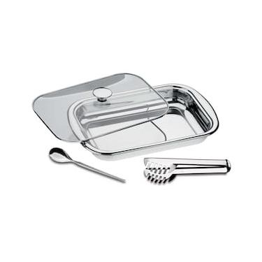 Imagem de Conjunto de Travessa, Pegador e Colher Tramontina em Inox - 3 Peças