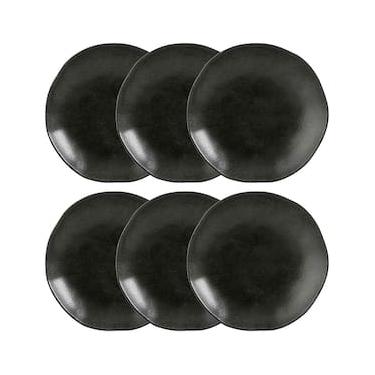 Imagem de Conjunto com 6 Pratos Fundos Porto Brasil Orgânico Carbon em Cerâmica Stoneware 21,2cm - Preto
