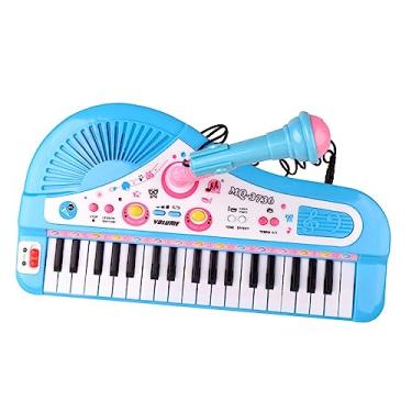 Imagem de UGPLM Teclado eletrônico Teclado de música digital Brinquedos Órgão eletrônico portátil 37 teclas Piano para iniciantes 3 4 5 6, Azul