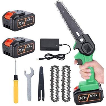 Imagem de Mini Motosserra, Motosserra Elétrica Portátil Sem Fio De 6 Polegadas 36V 550W Podador Com 2 Correntes Para Jardinagem, Agricultura, Pecuária Árvores,Azul/ 2 Bateria,Collector88